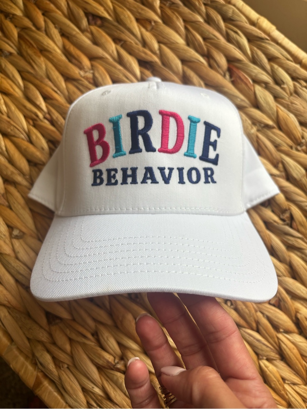 NWOT Birdie Behavior White Embroidered Golf Snap-Back Cap